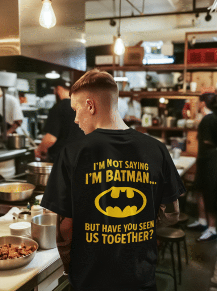 Comic Style Batman Quote Graphic Printed Cotton T-Shirt