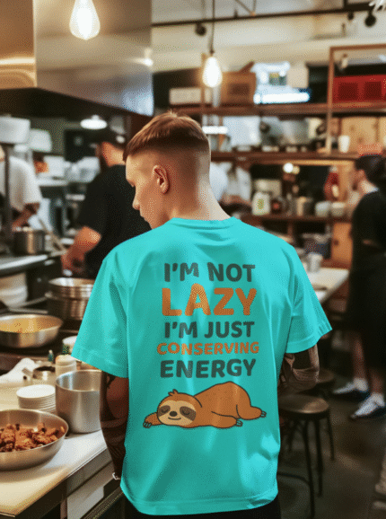 I’m Not Lazy, Just Conserving Energy Sloth Graphic Printed Cotton T-Shirt