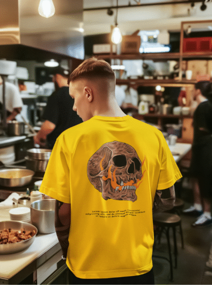 Flaming Skull Graphic Printed Pure Cotton T-Shirt