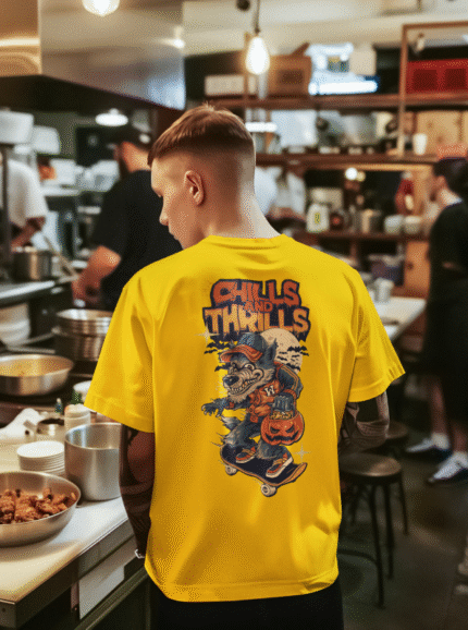 Chills and Thrills Halloween Skate Graphic Printed Cotton T-Shirt