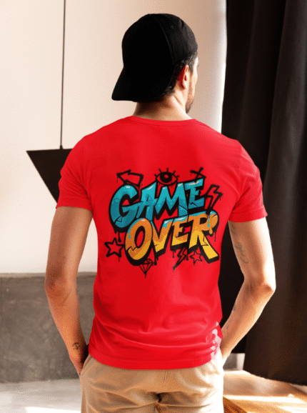 Game Over Graffiti Street Style Printed Cotton T-Shirt