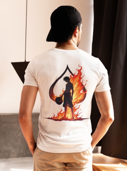 Ace of Flames Anime Graphic Printed Pure Cotton T-Shirt