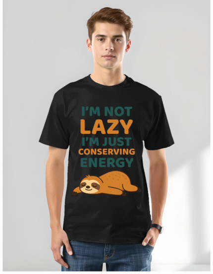 Relax Mode On – I Am Not Lazy Printed Pure Cotton T-shirt