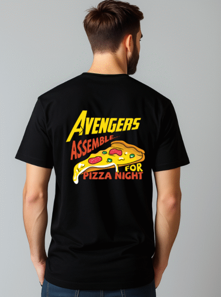 Pizza Night with the Avengers Printed Pure Cotton T-Shirt