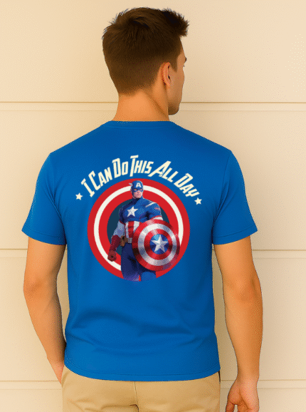Captain America “I Can Do This All Day” Printed Cotton T-Shirt