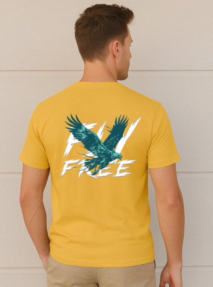 Fly Free Eagle Graphic Printed Pure Cotton T-Shirt